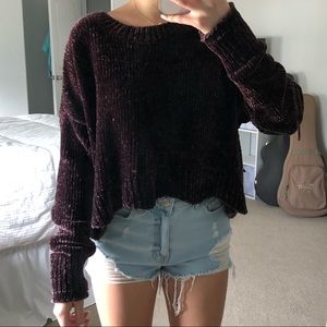 PacSun LA Hearts Purple Cropped Sweater